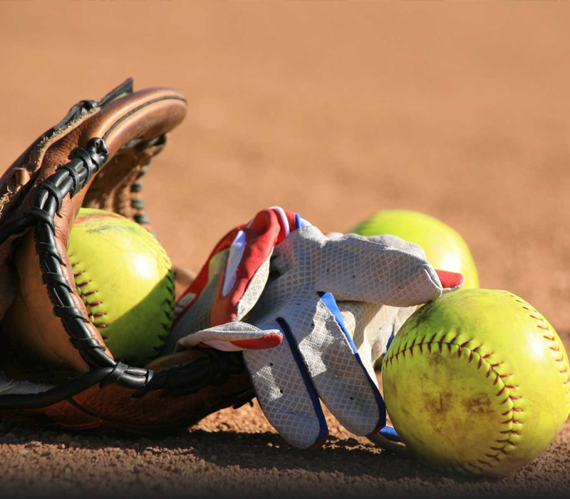 This image is for a softball glove, softballs and batting glove. College Camp Consulting helps coaches and campers manage camps drills, skills and the best way to get the most out of your camp experience.